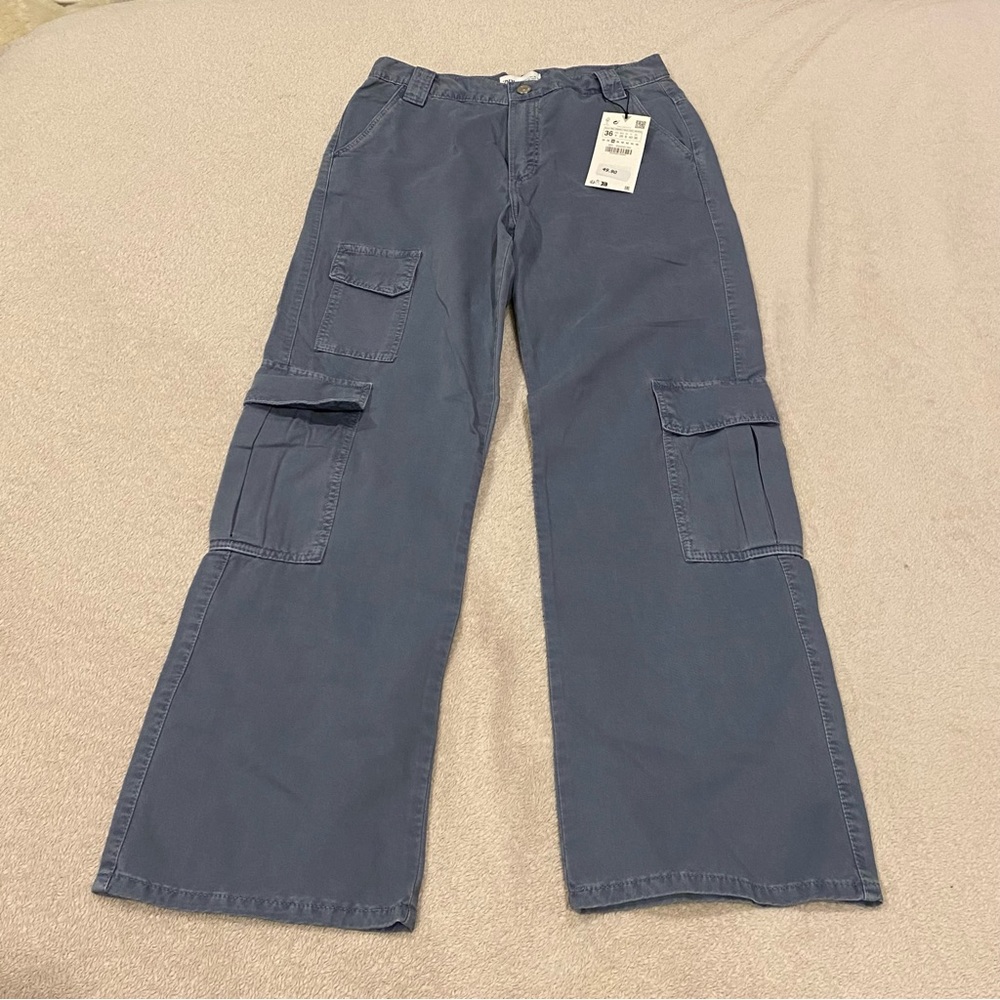 ZARA TRF WIDE LEG CARGO PANTS